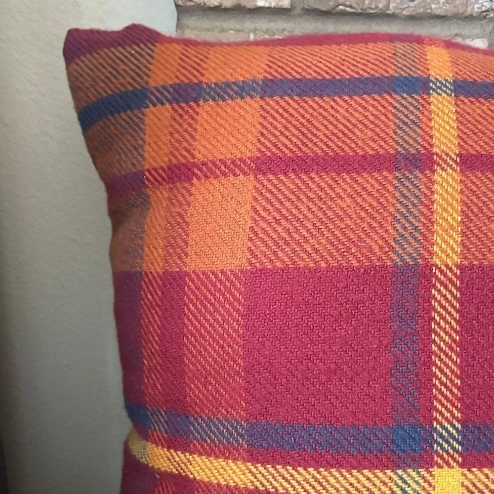 Sonoma Oversized Fall Plaid Square Throw Pillow (Red, Orange, Blue, Purple) 20